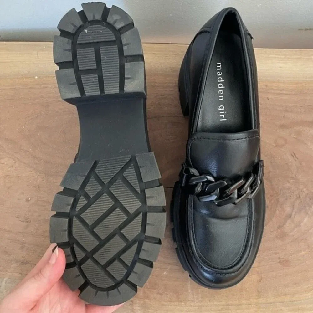 Madden Girl shoes womens black Hastings Platform Casual block heel Shoe size 7